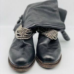 Calf high studded boots